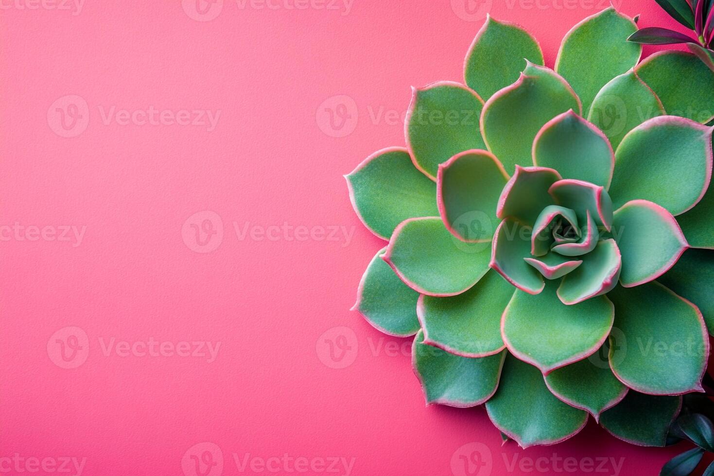 Top view Houseleek on a vibrant background, plant setting photo