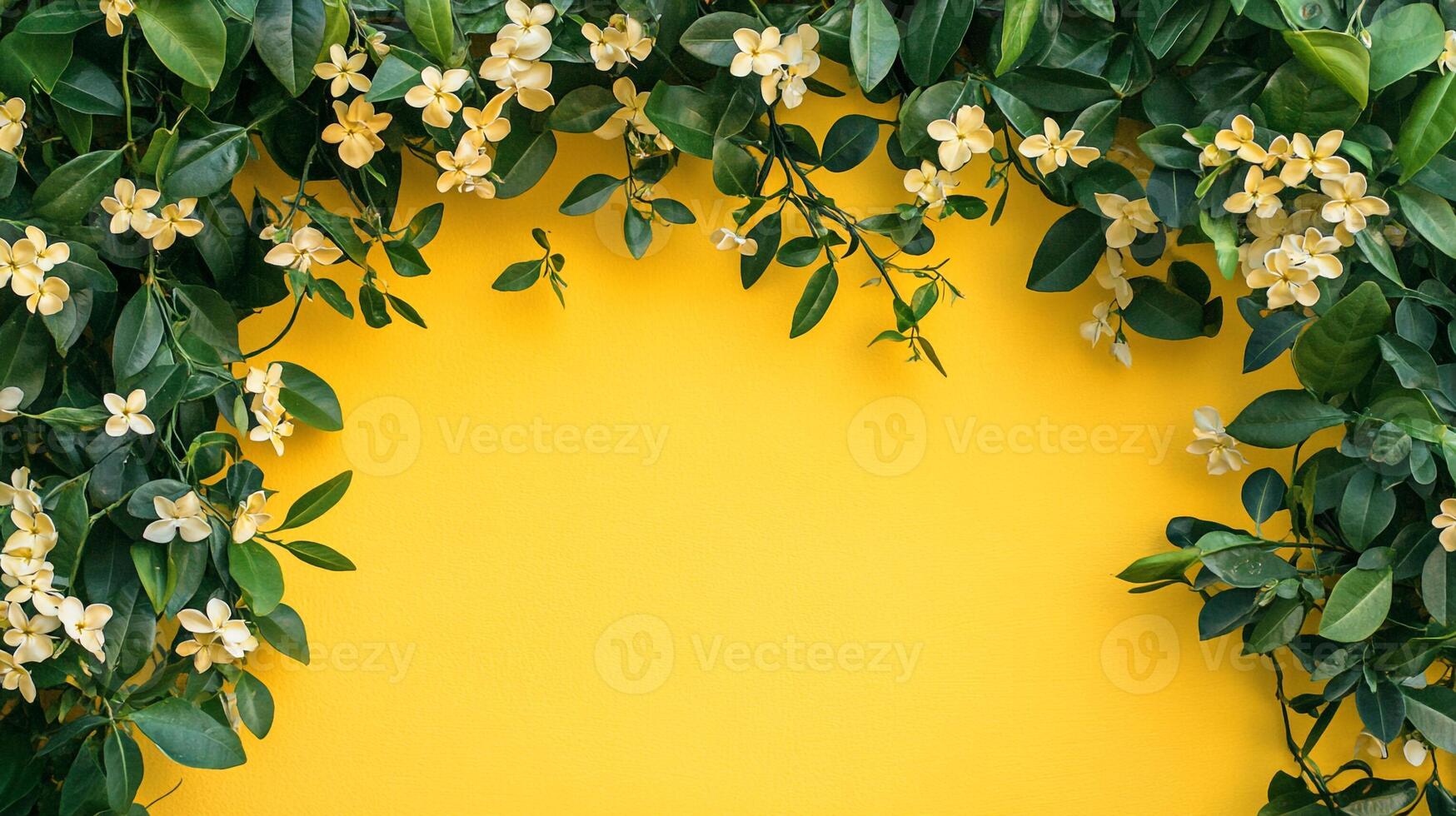 Top view Jasmine Vine on a vibrant background, plant setting photo