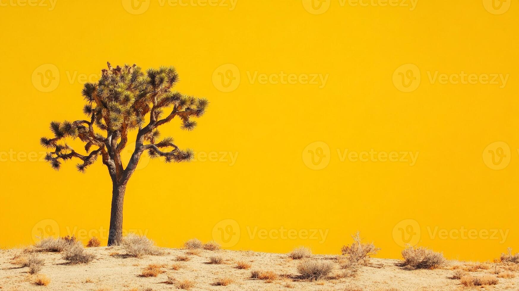Top view Joshua Tree on a vibrant background, plant setting photo