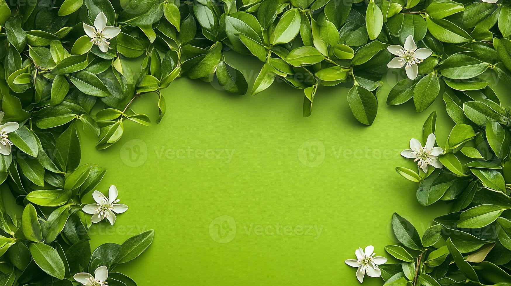 Jasminum on a vibrant background, top view photorealistic flower photo