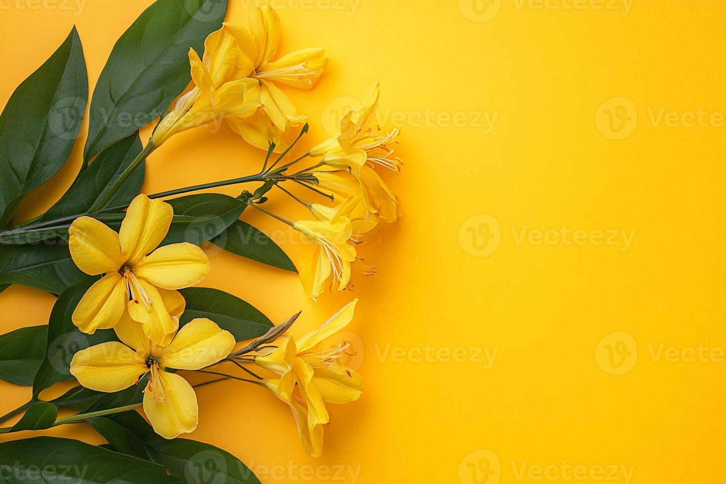 Nicotiana on a vibrant background, top view photorealistic flower photo
