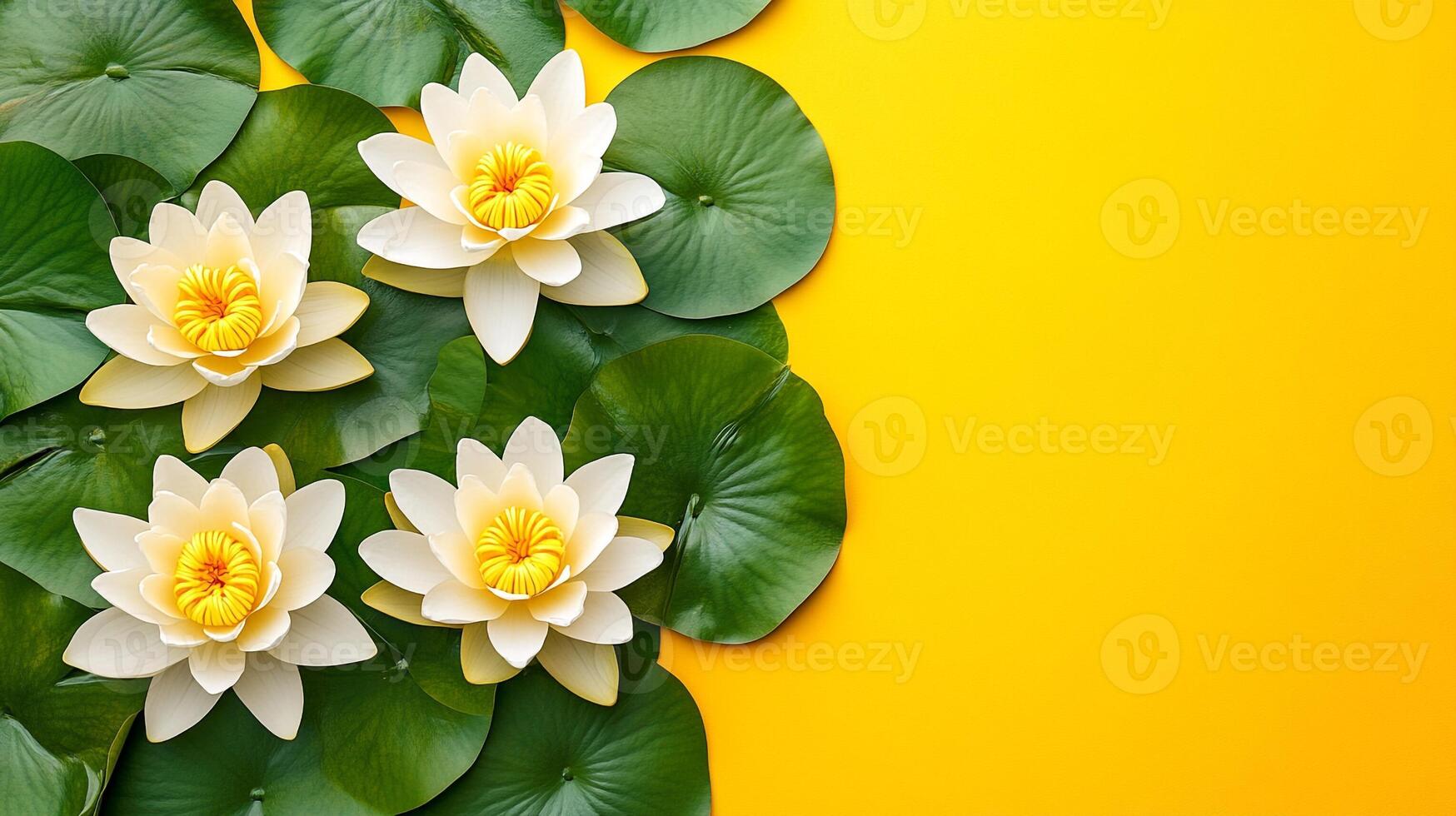 Top view Nuphar on a vibrant background, plant setting photo
