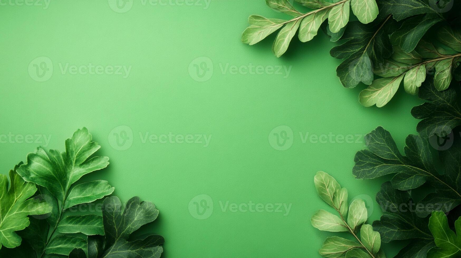 Oak on a vibrant background, top view photorealistic plant photo