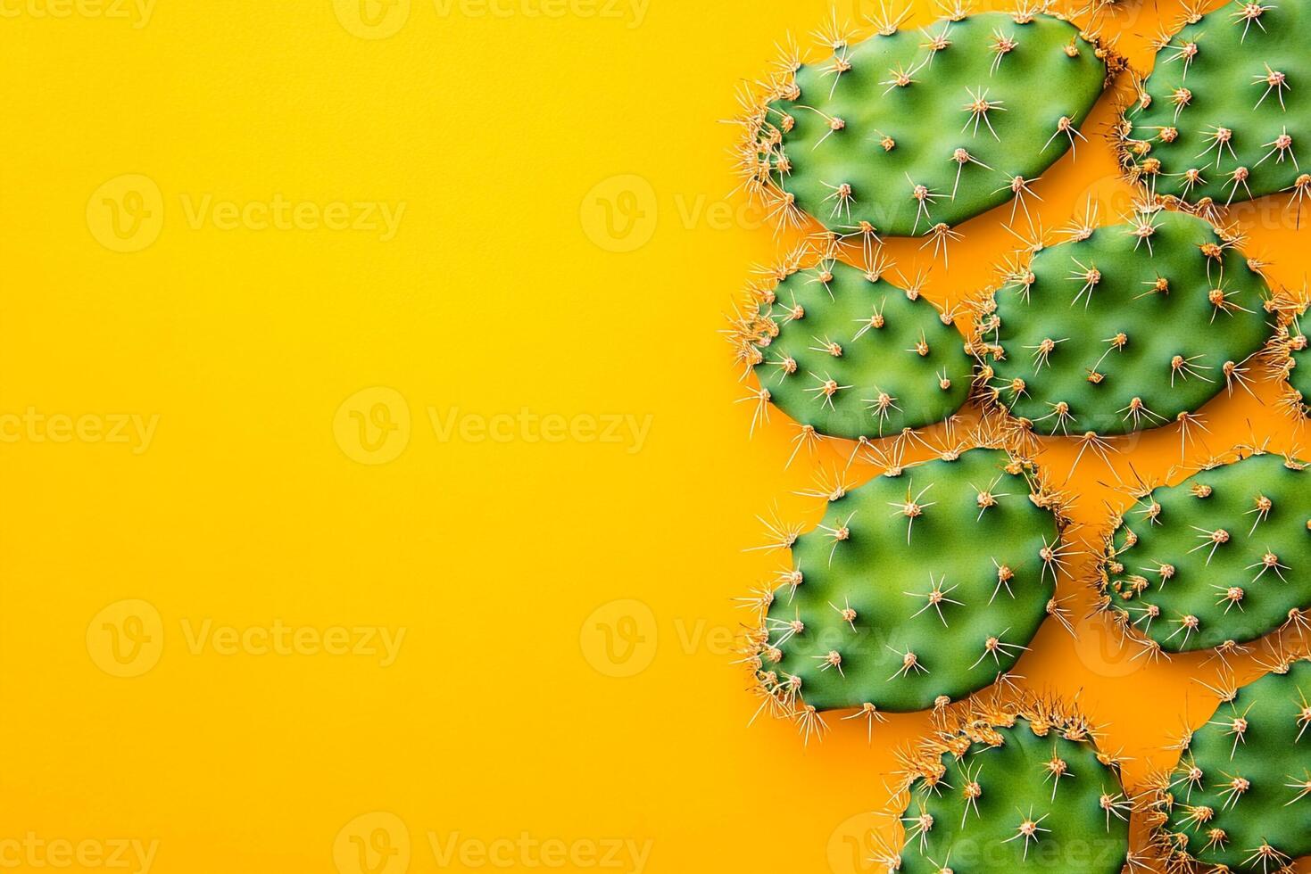 Opuntia on a vibrant background, photorealistic top view Opuntia plant photo