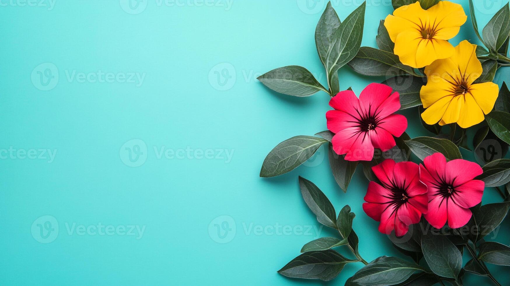 Top view Phlox on a vibrant background, flower setting photo