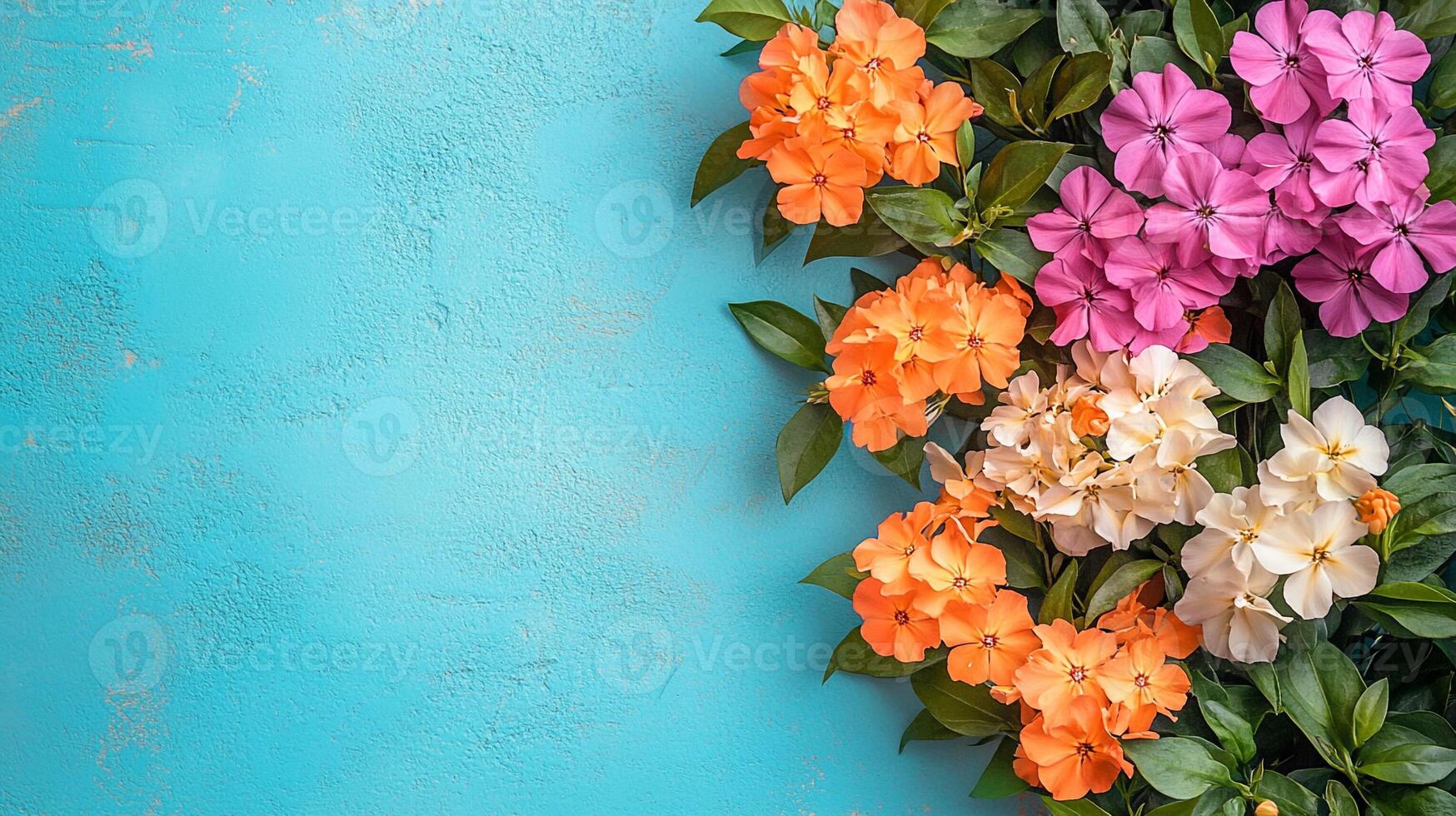 Phlox subulata on a vibrant background, photorealistic top view Phlox subulata plant photo