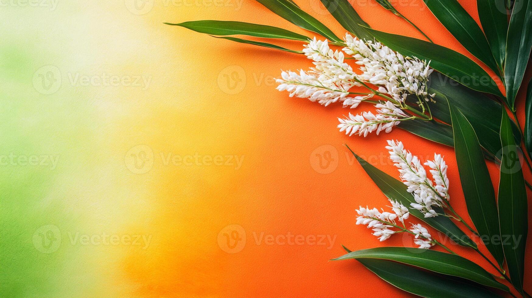 Pieris japonica on a vibrant background, photorealistic top view Pieris japonica plant photo