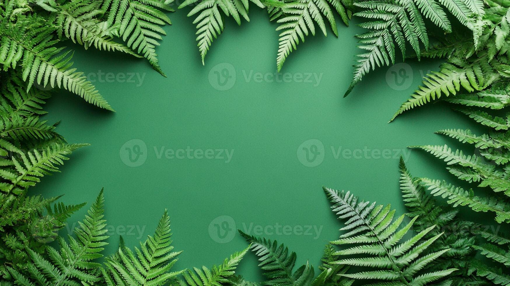 Polystichum on a vibrant background, photorealistic top view Polystichum plant photo