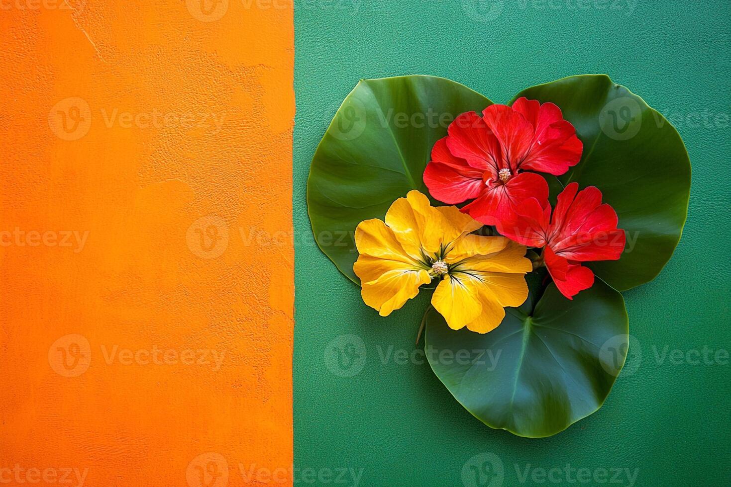 Portulaca on a vibrant background, photorealistic top view Portulaca plant photo