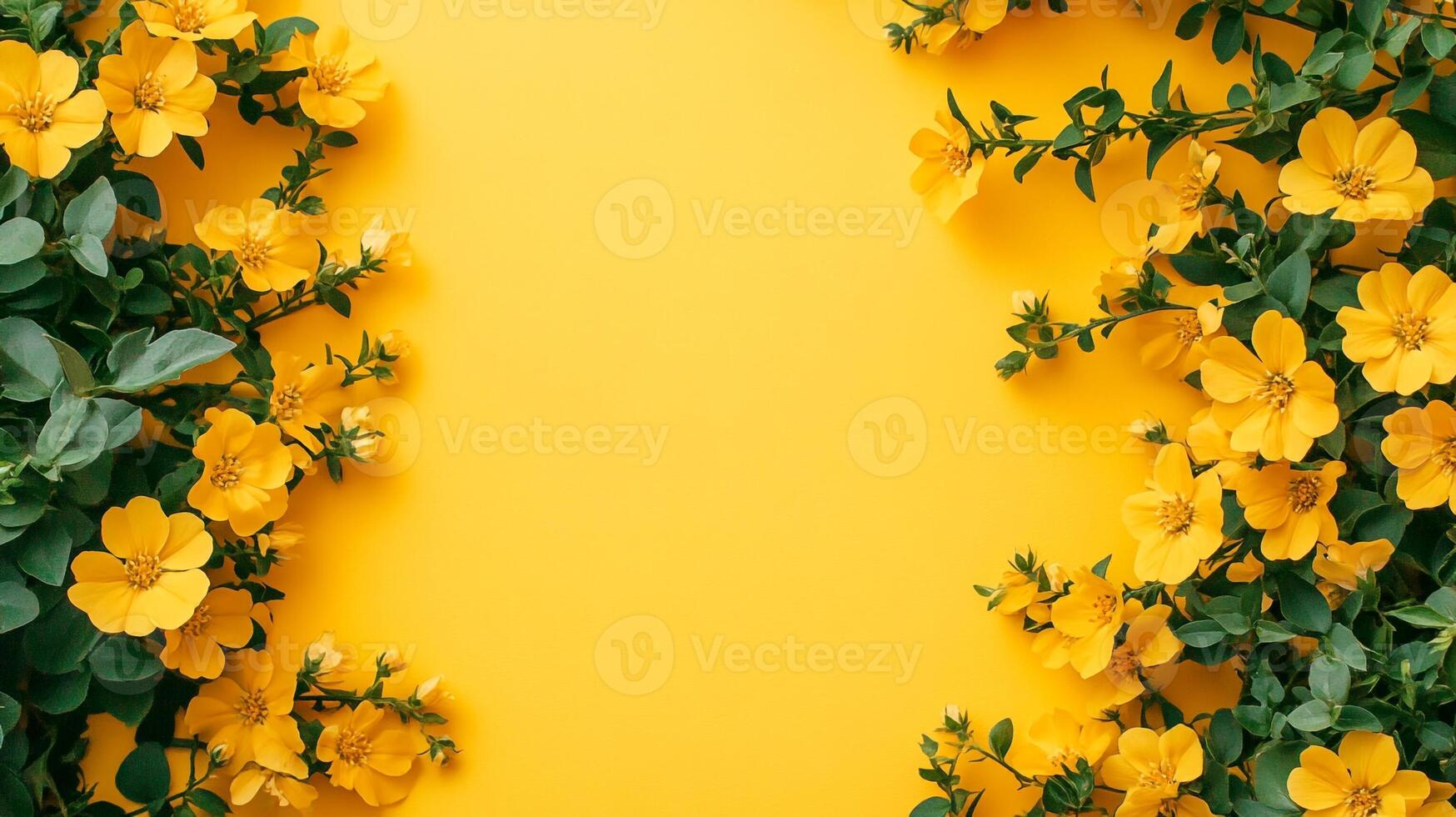 Potentilla on a vibrant background, top view photorealistic plant photo