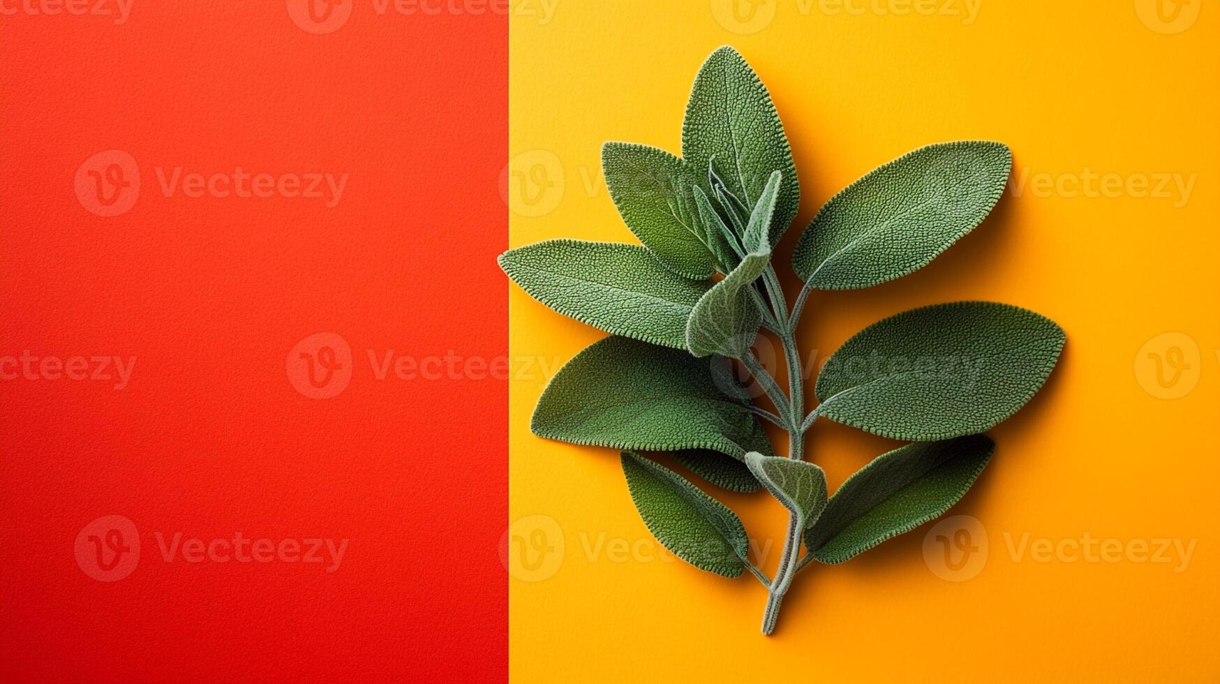 Salvia officinalis on a vibrant background, photorealistic top view Salvia officinalis flower photo