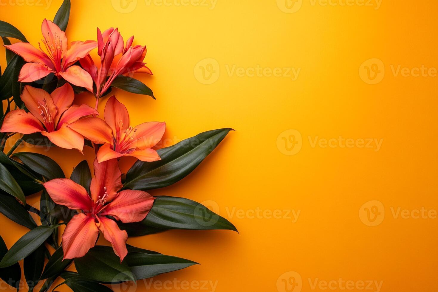 Top view Satureja on a vibrant background, plant setting photo