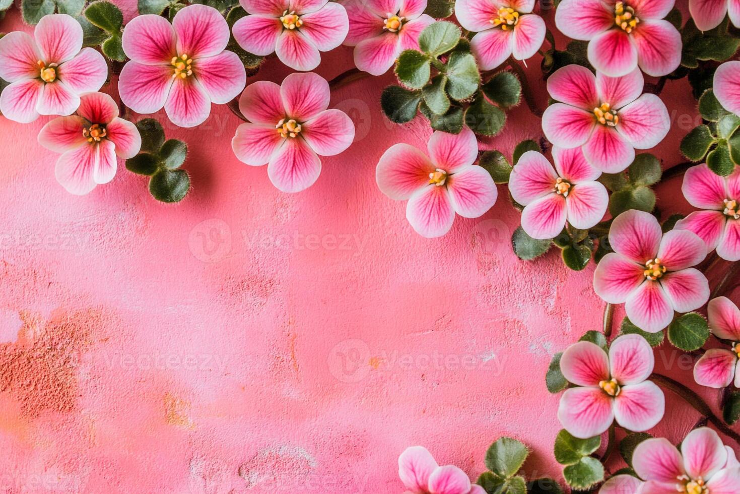 Top view Saxifrage on a vibrant background, plant setting photo