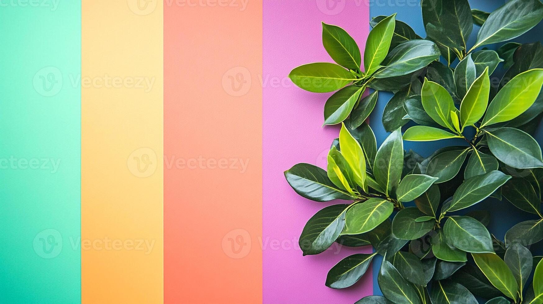 Schefflera on a vibrant background, photorealistic top view Schefflera plant photo