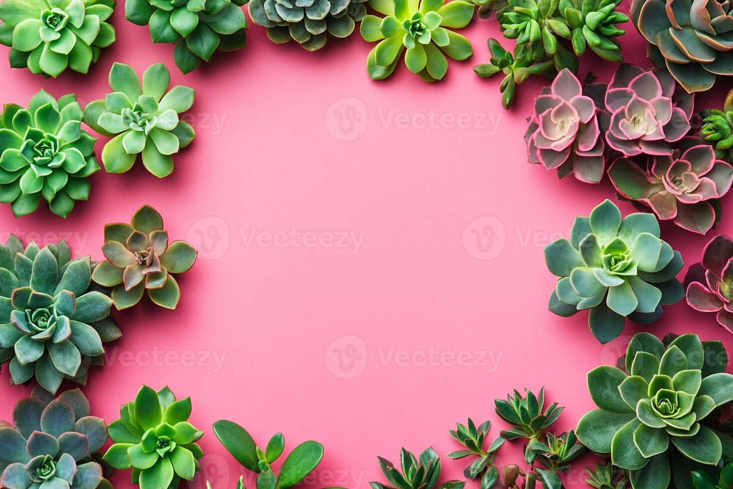 Top view Sedum varieties on a vibrant background, plant setting photo