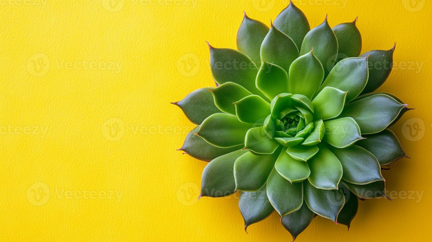 Top view Sempervivum on a vibrant background, plant setting photo