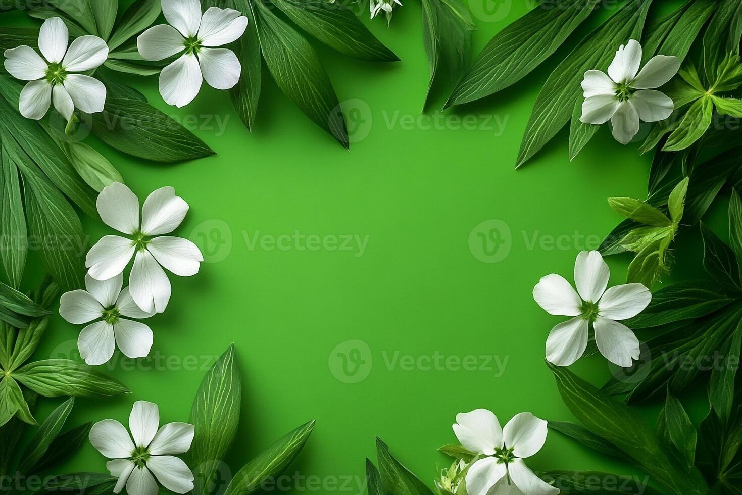 Top view photorealistic Sweet Woodruff, plant set on a vibrant background photo