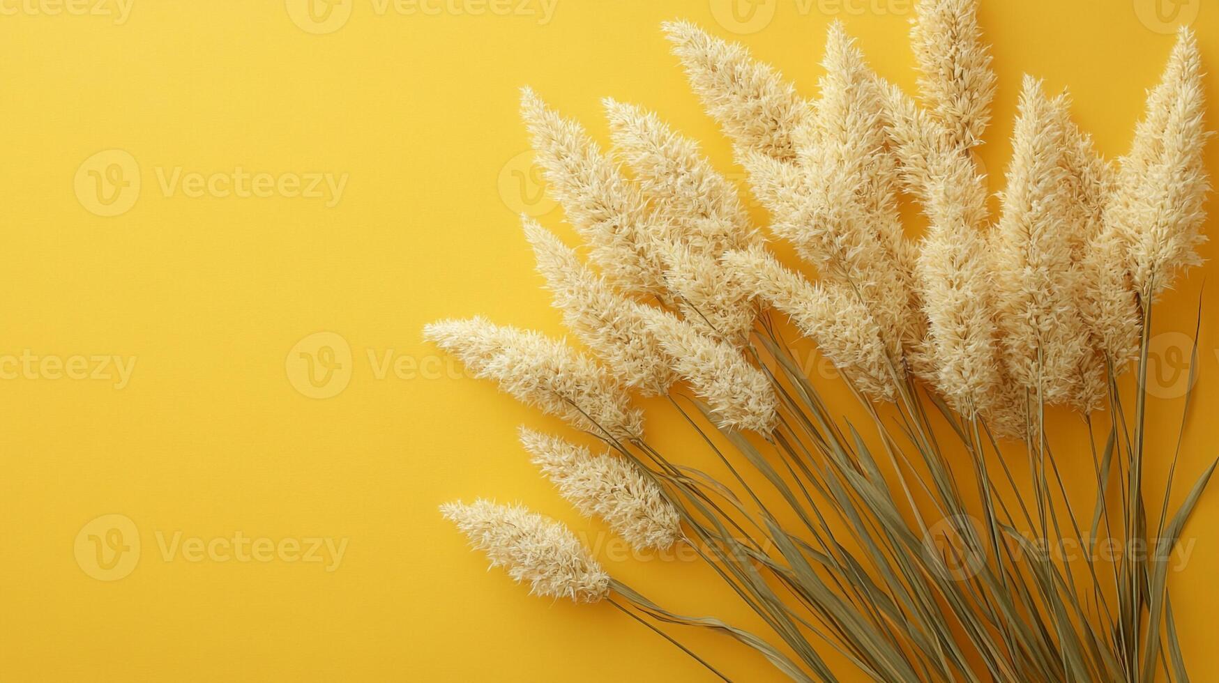 Switchgrass on a vibrant background, photorealistic top view Switchgrass plant photo