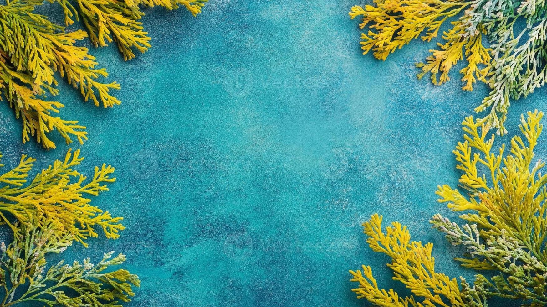 Top view photorealistic Tamarack, plant set on a vibrant background photo