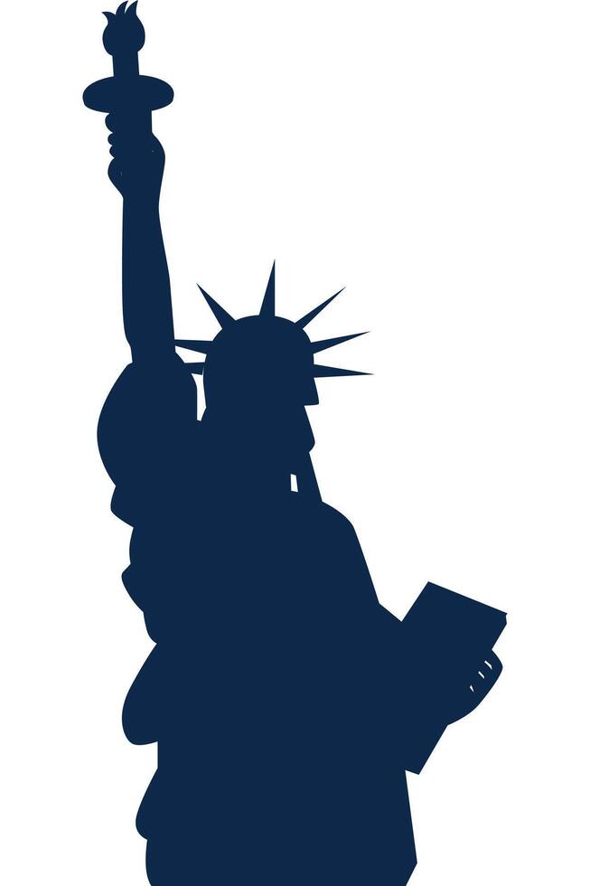 silhouette of liberty statue with white background vector