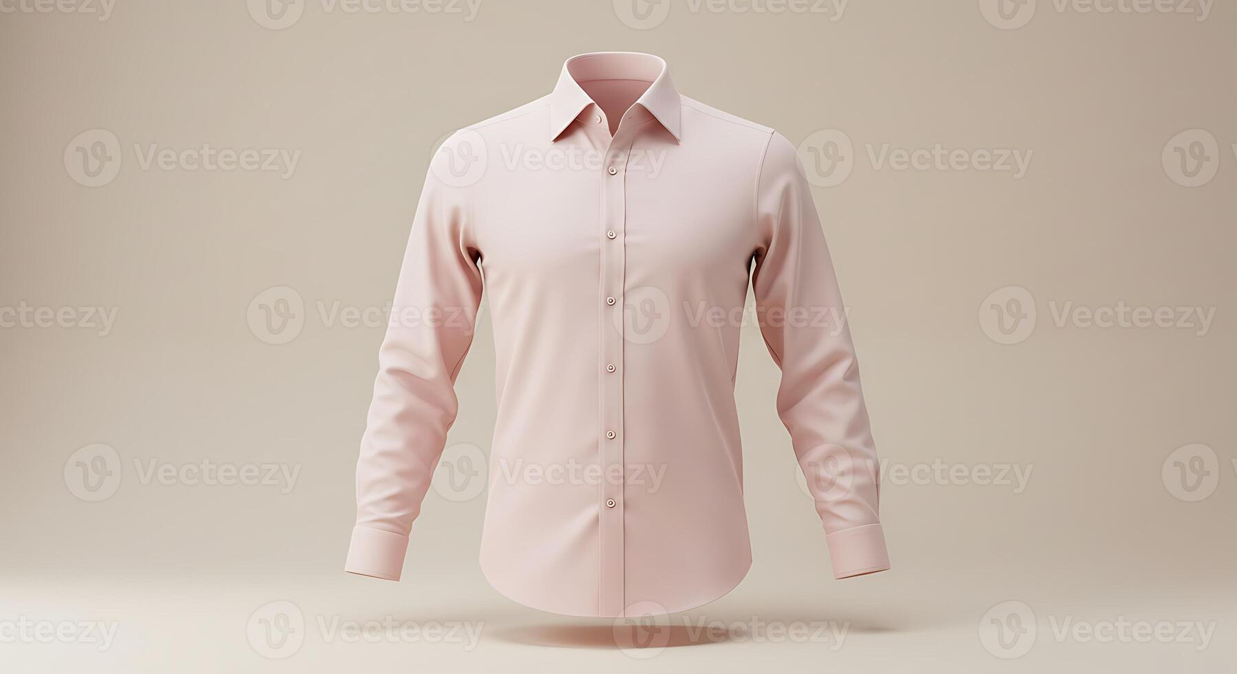 Isolated Long Sleeved Dress Shirt on Beige Background photo