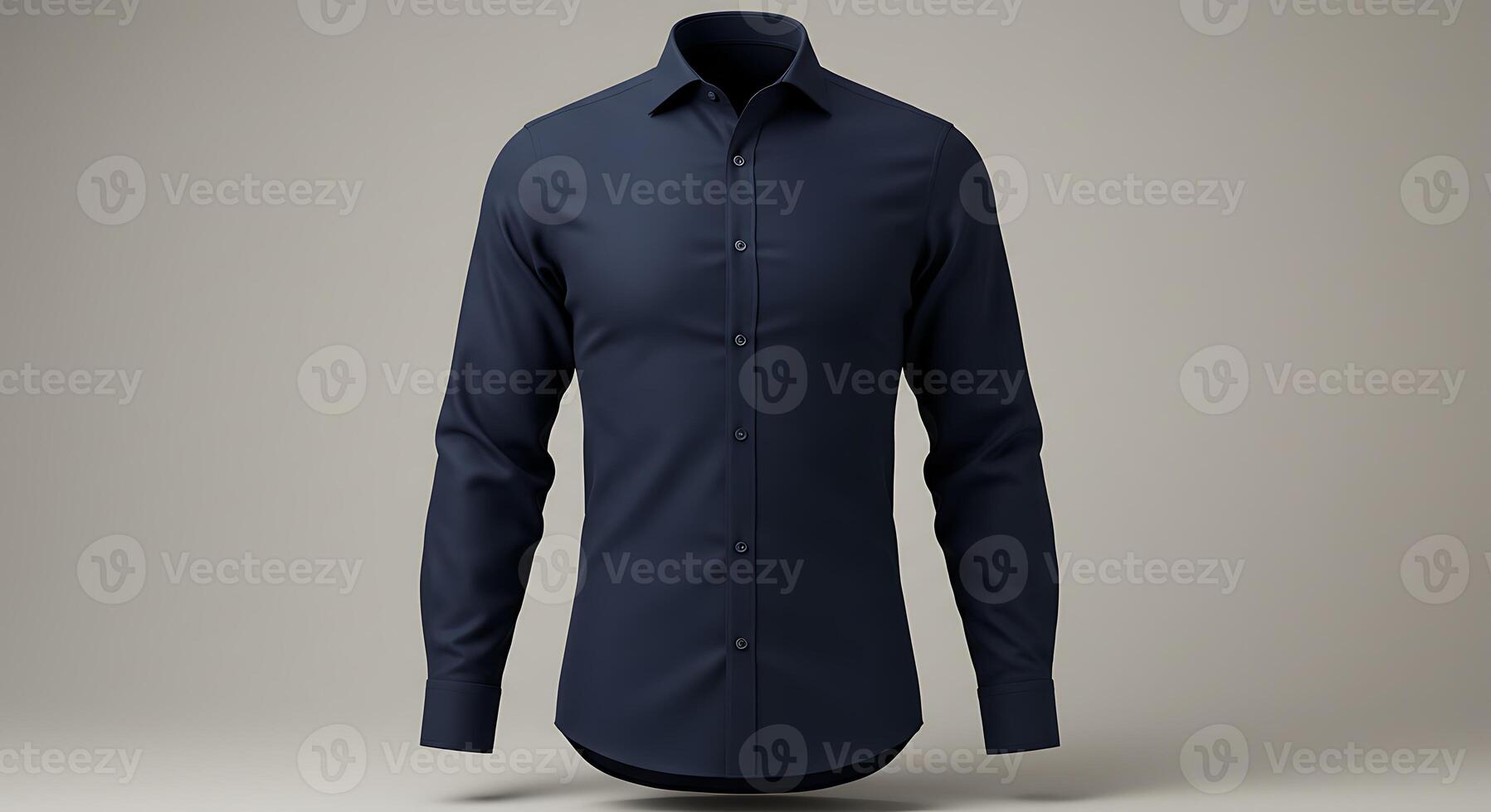 Dark Blue Dress Shirt with Long Sleeves Displayed on a Mannequin photo