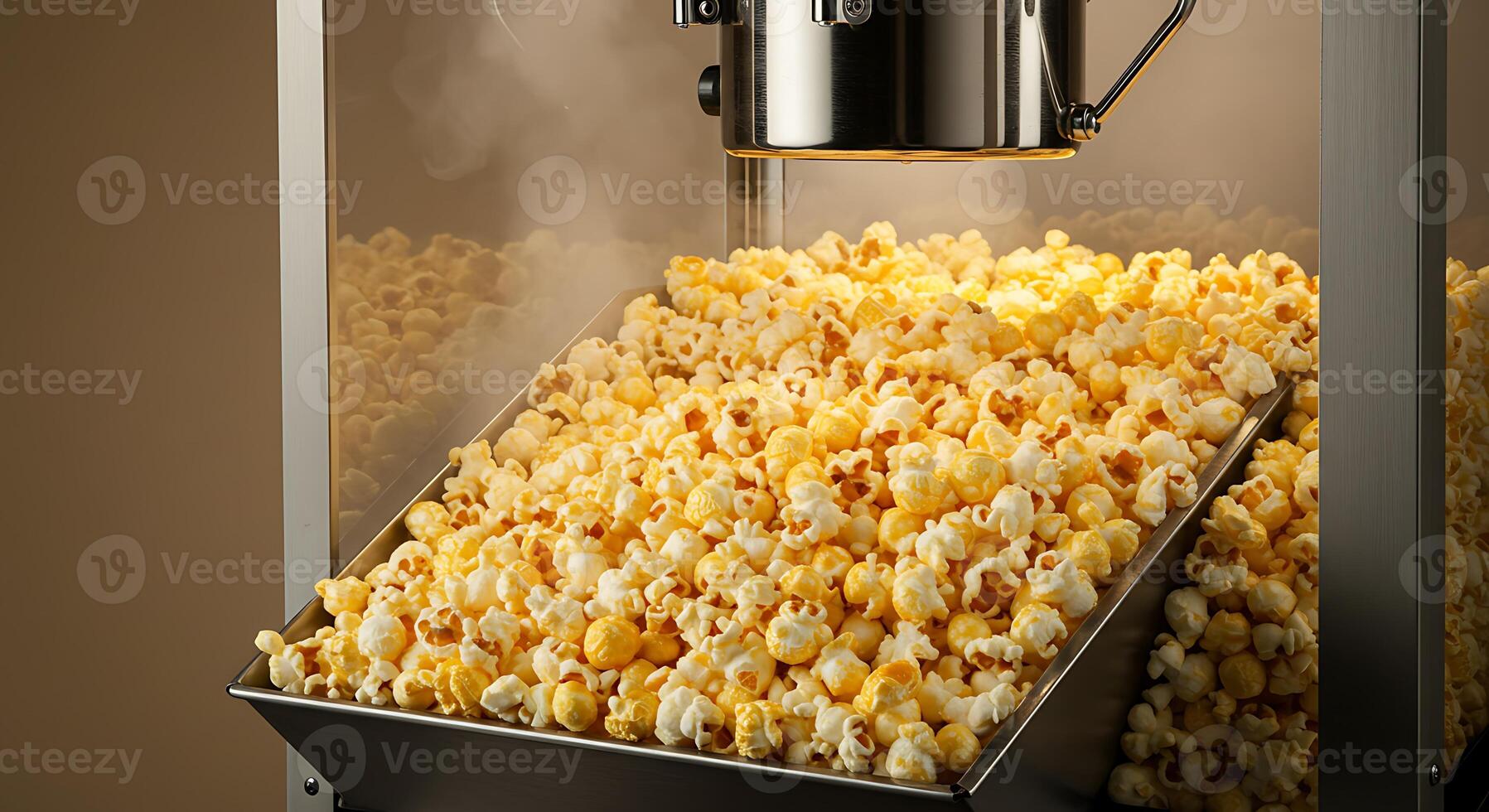 Fresh Popcorn Machine Dispensing Warm Snack photo
