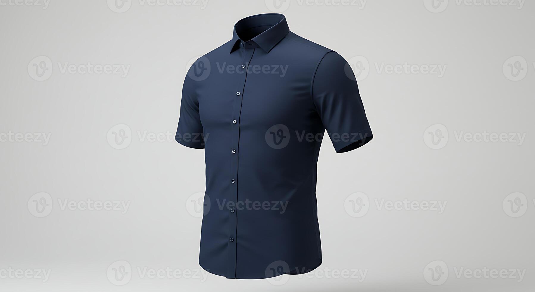 Dark Blue Short Sleeve Dress Shirt on Display photo