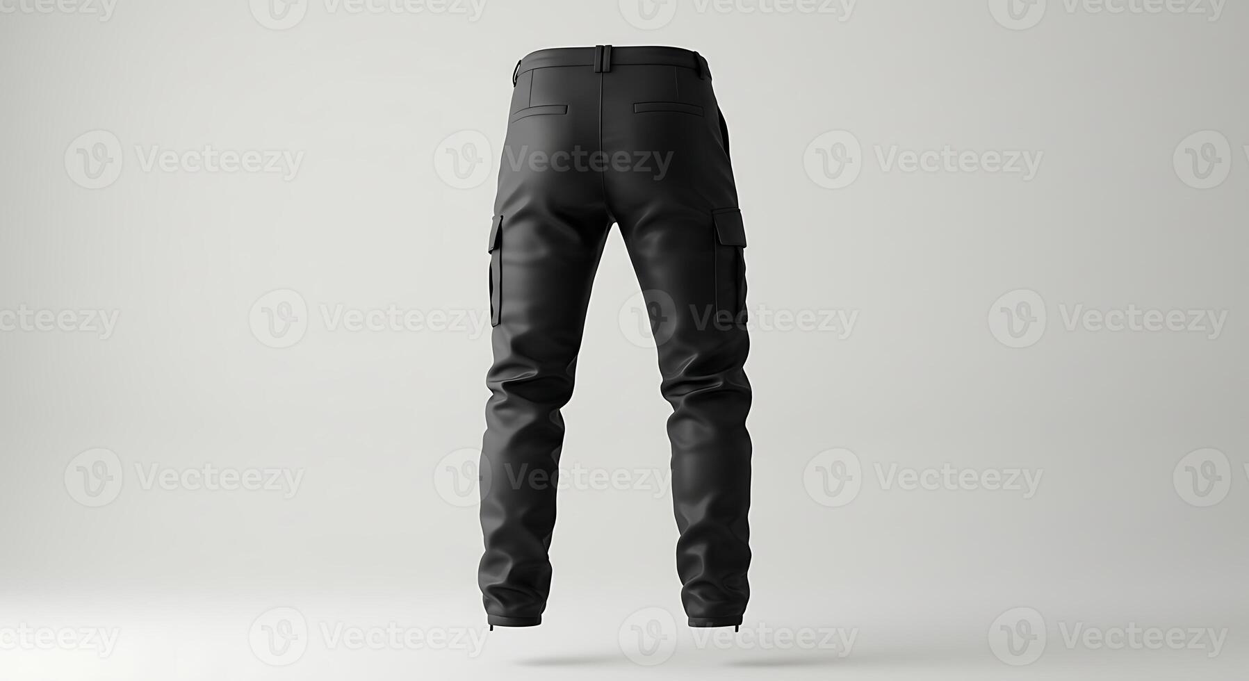 Black Cargo Pants Isolated on White Background Back View photo