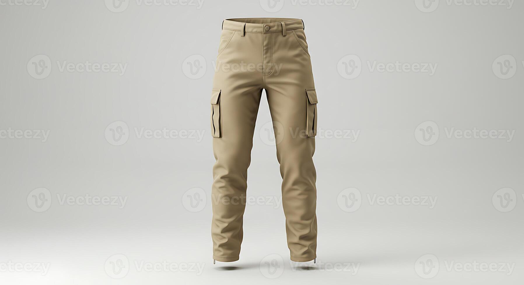 Beige Cargo Pants Isolated on Light Background Front View photo