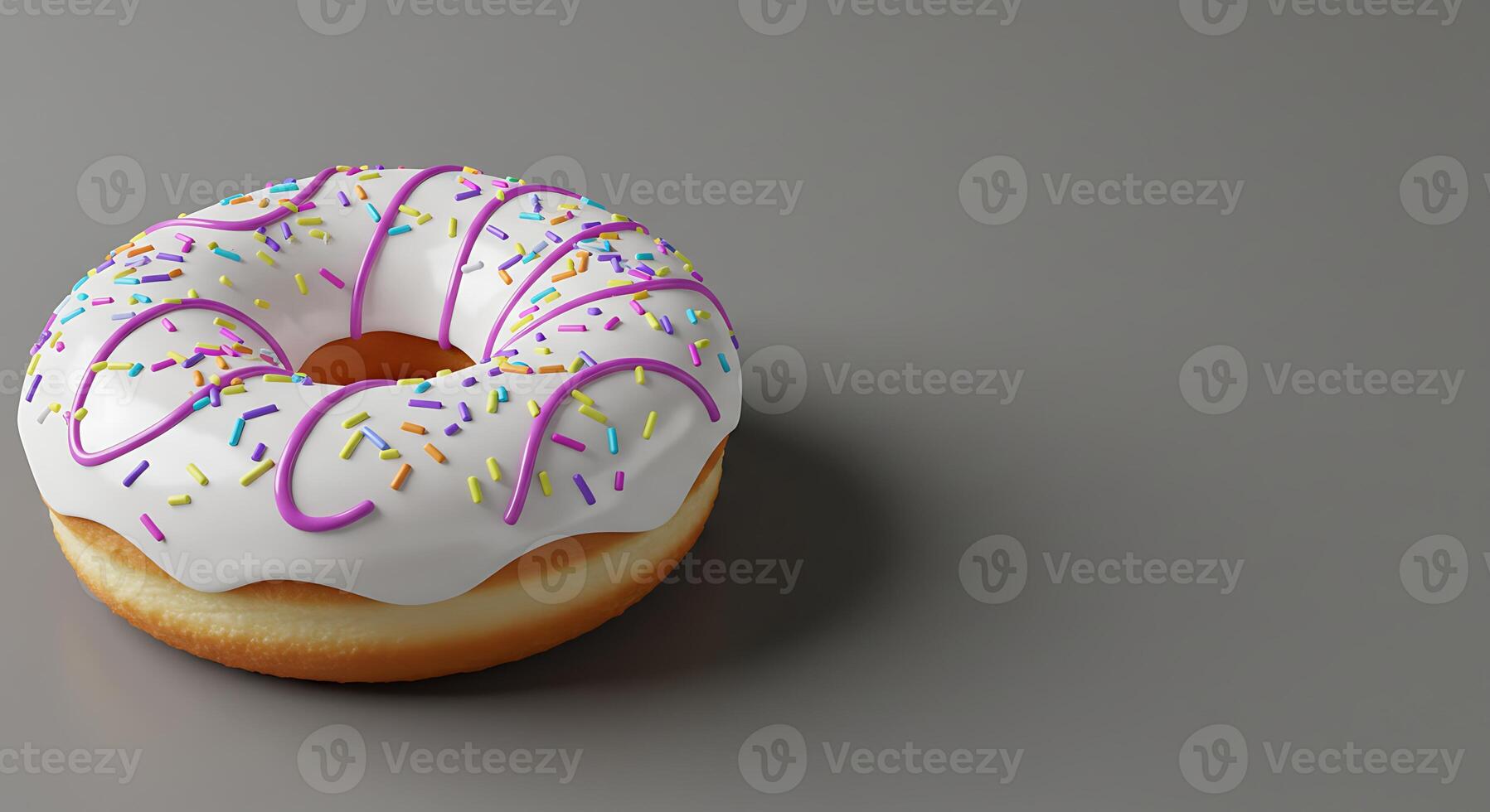 Delicious Donut with Sprinkles on Gray Background photo