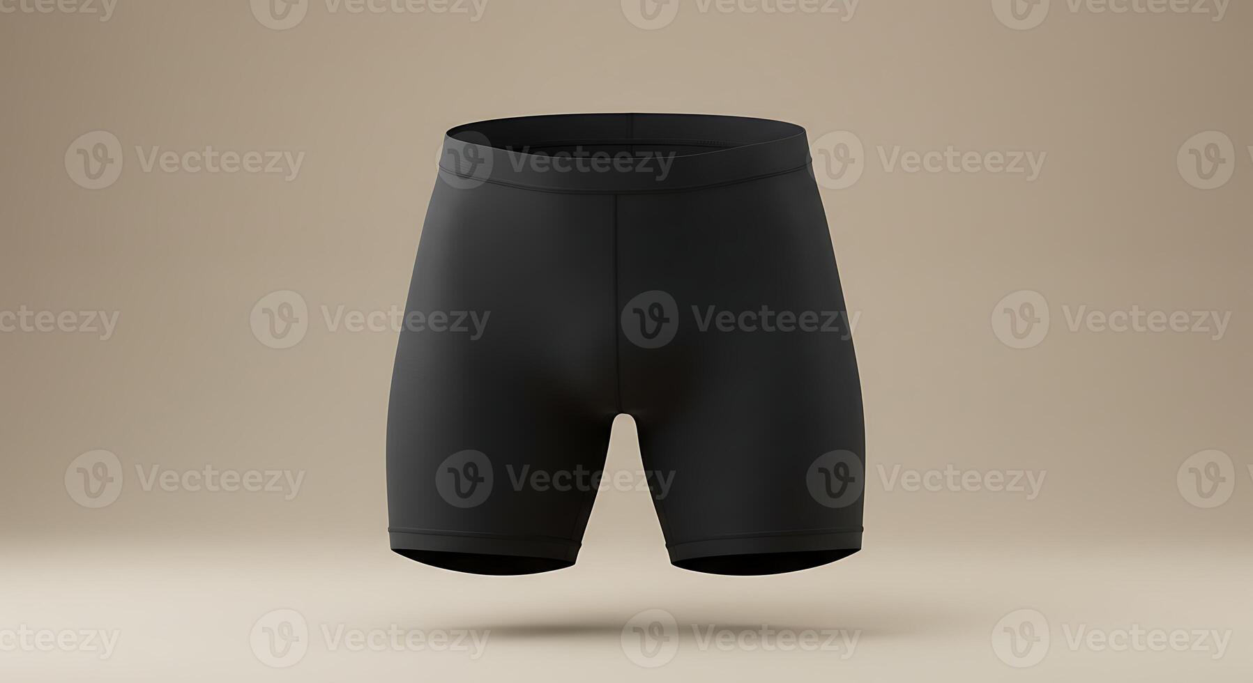 Black Compression Shorts Floating on Neutral Backdrop photo
