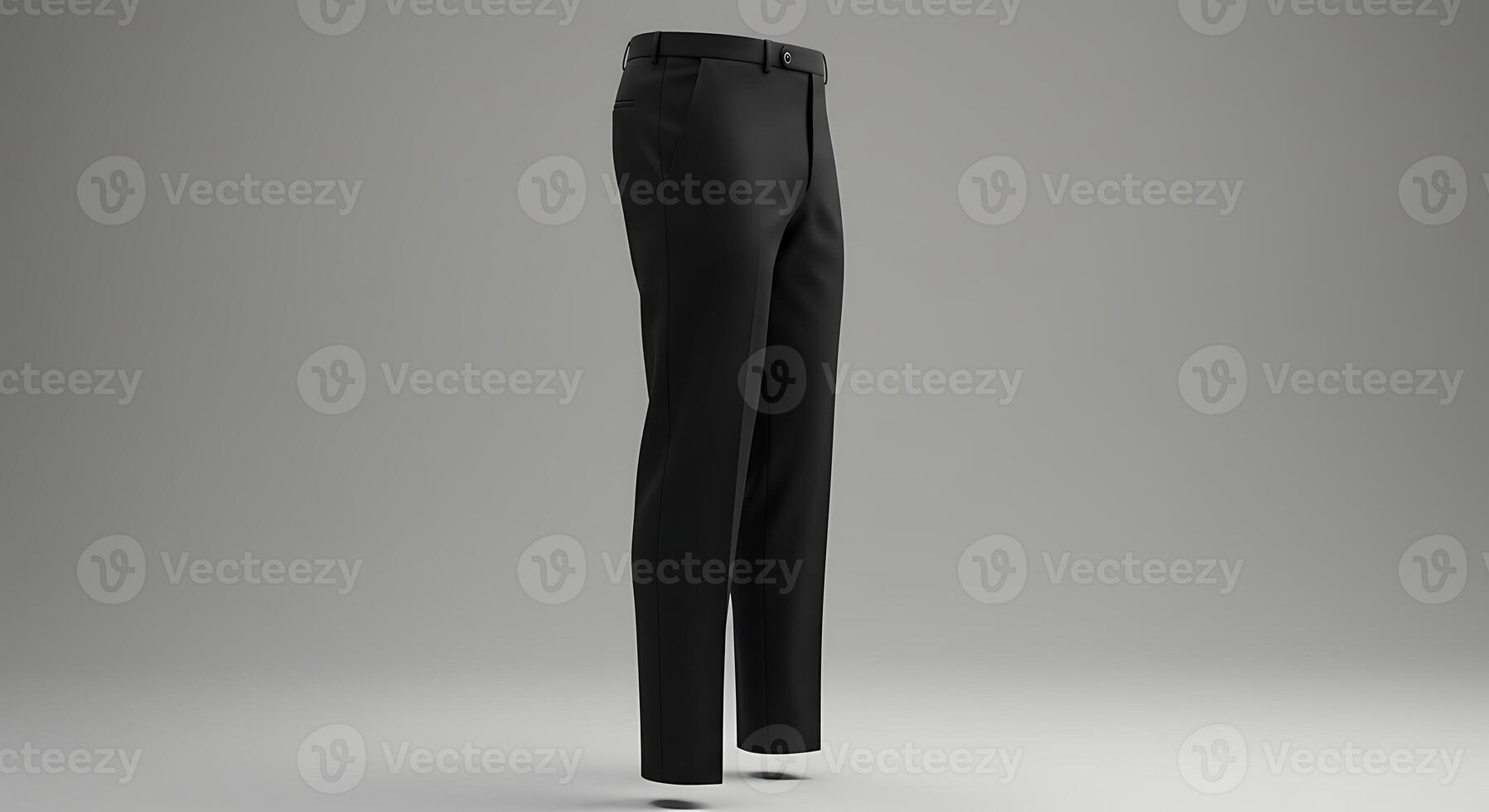 Black Formal Pants on Display Against Neutral Background photo