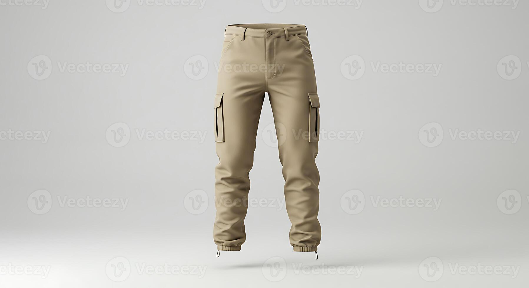 Cargo Pants Isolated Tan Fabric Stylish Design photo
