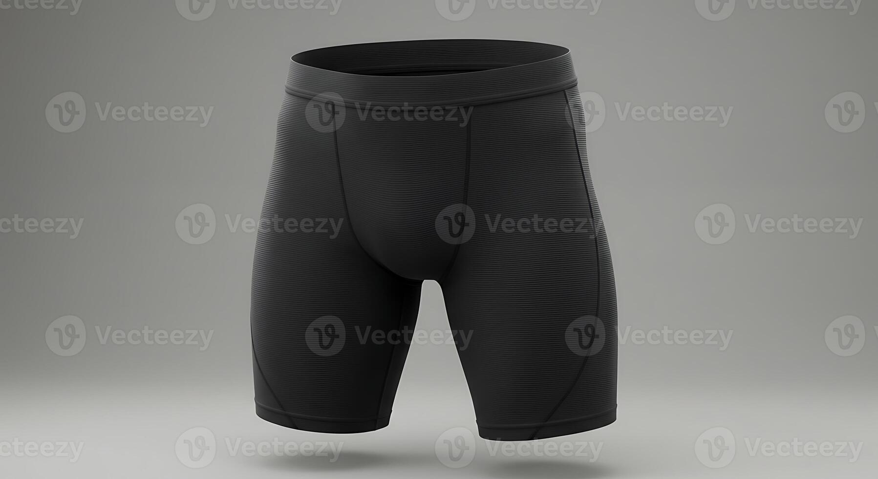 Black Compression Shorts Close-up on Gray Background photo
