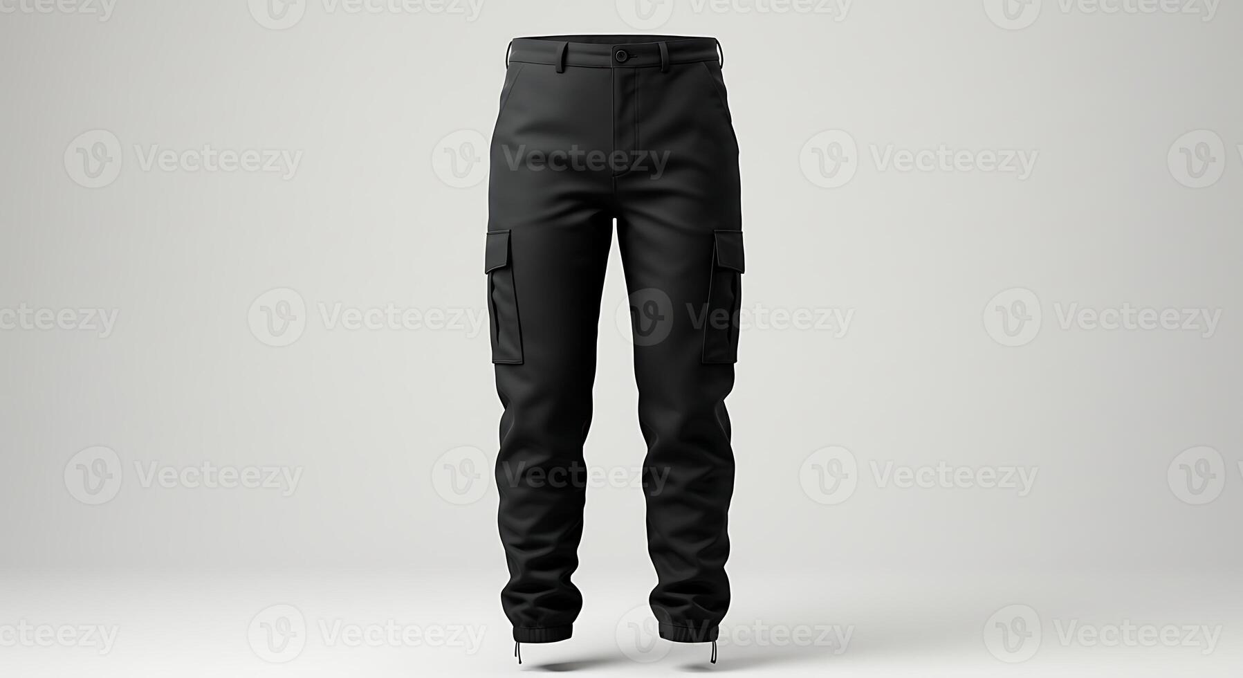 Black Cargo Pants Isolated on Neutral Background for Fashion Apparel photo