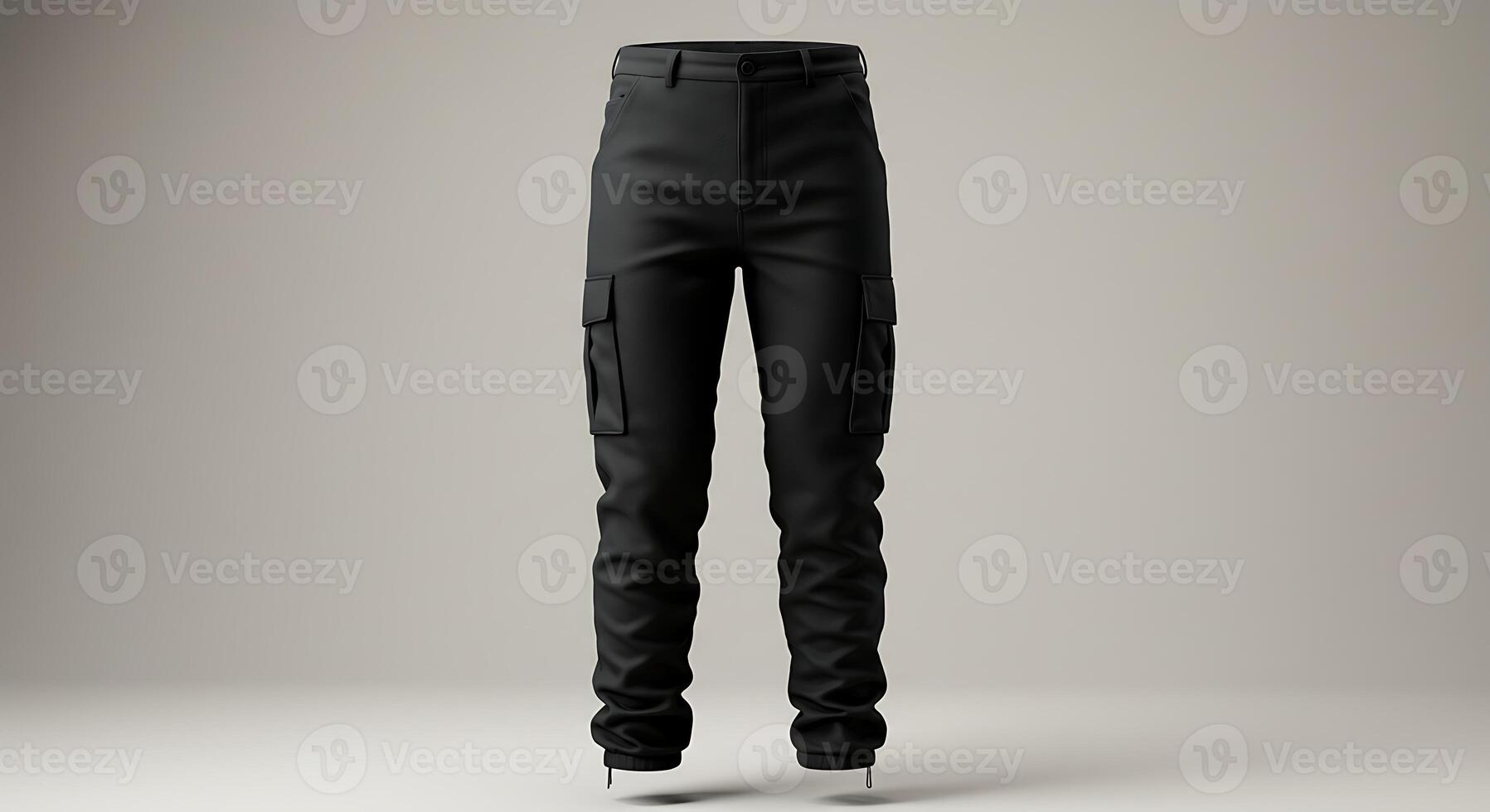 Black Cargo Pants Isolated on Neutral Background for Fashion Design photo
