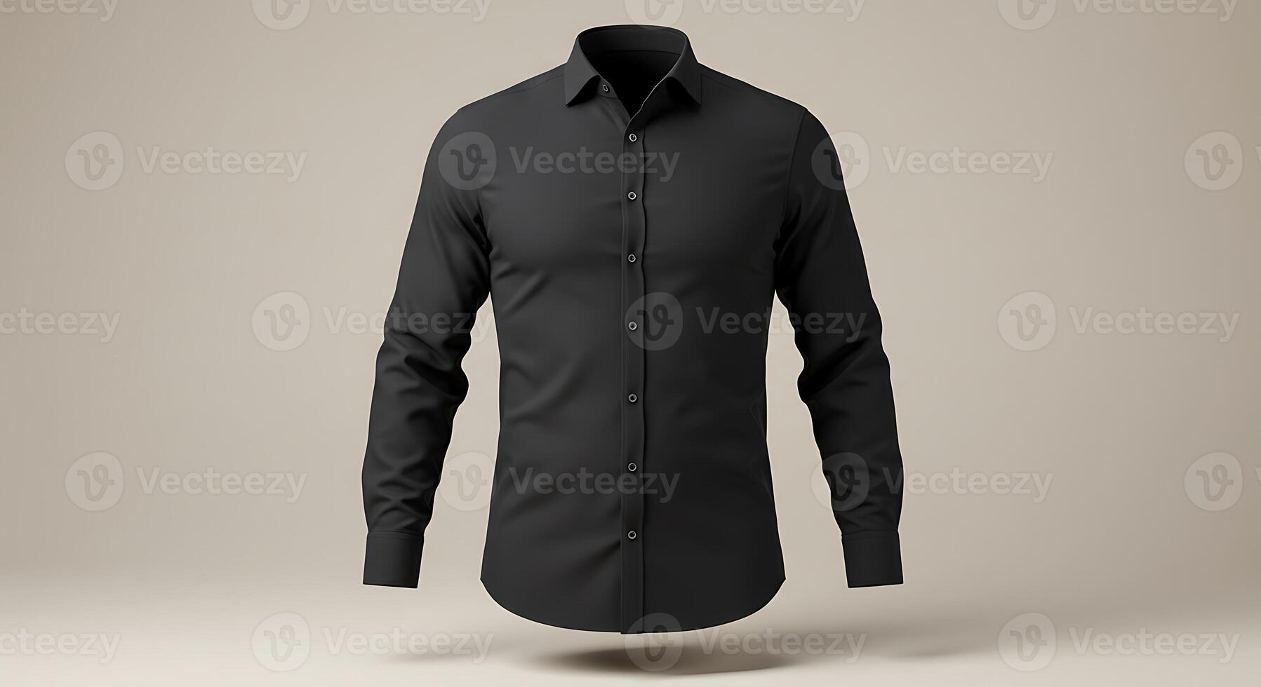 Black Long Sleeve Shirt on Neutral Background Mockup photo