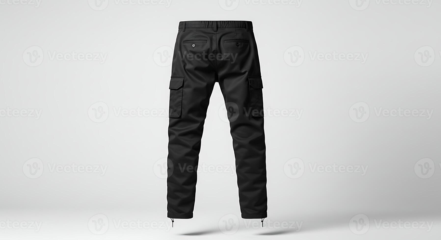 Black Cargo Pants Isolated Back View for Fashion Apparel photo