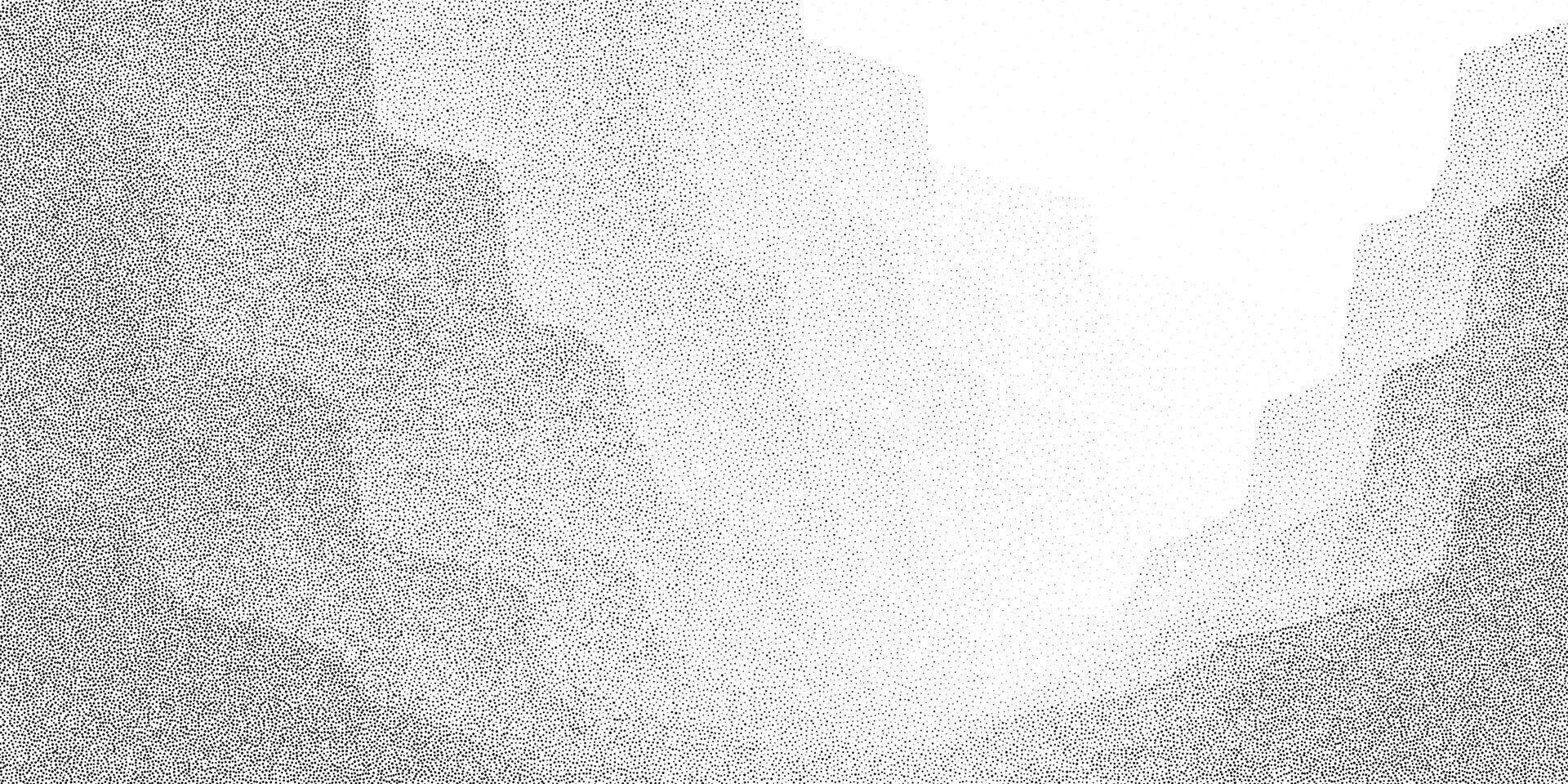 Layered stipple landscape with misty canyon depth. Minimal halftone texture with soft grain and monochrome shading. vector