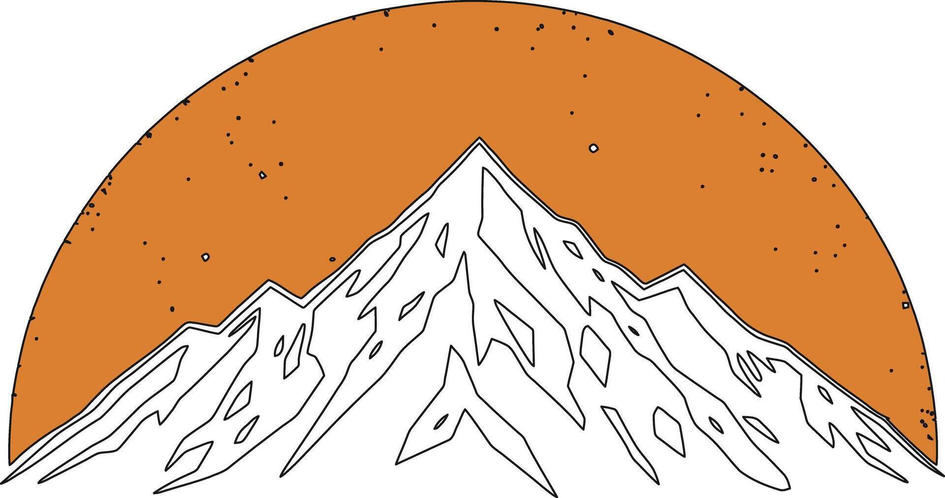 Mountain Sketch Sunset Outdoor Adventure Nature Design vector