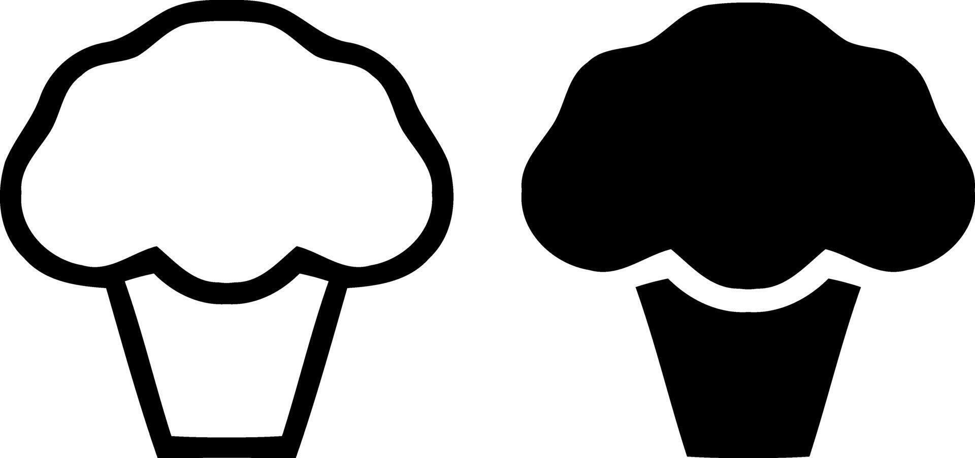 Cupcake Icons - Outline and Solid Bakery Sweet Treat vector