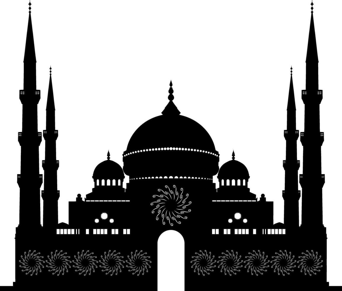 Grand Mosque Silhouette - Islamic Architecture Design vector