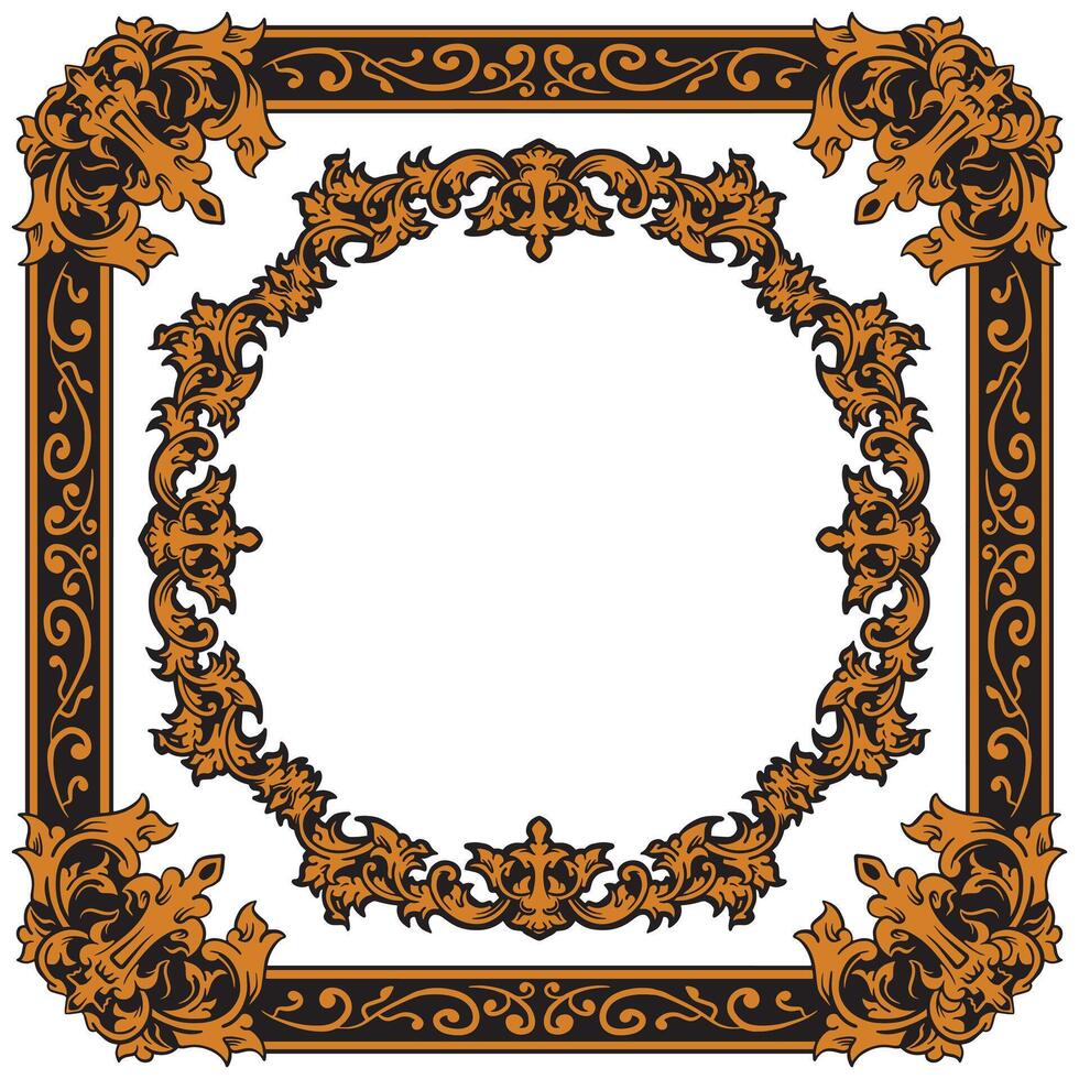 Geometric Gold Circular Frame For Certificate Templates vector