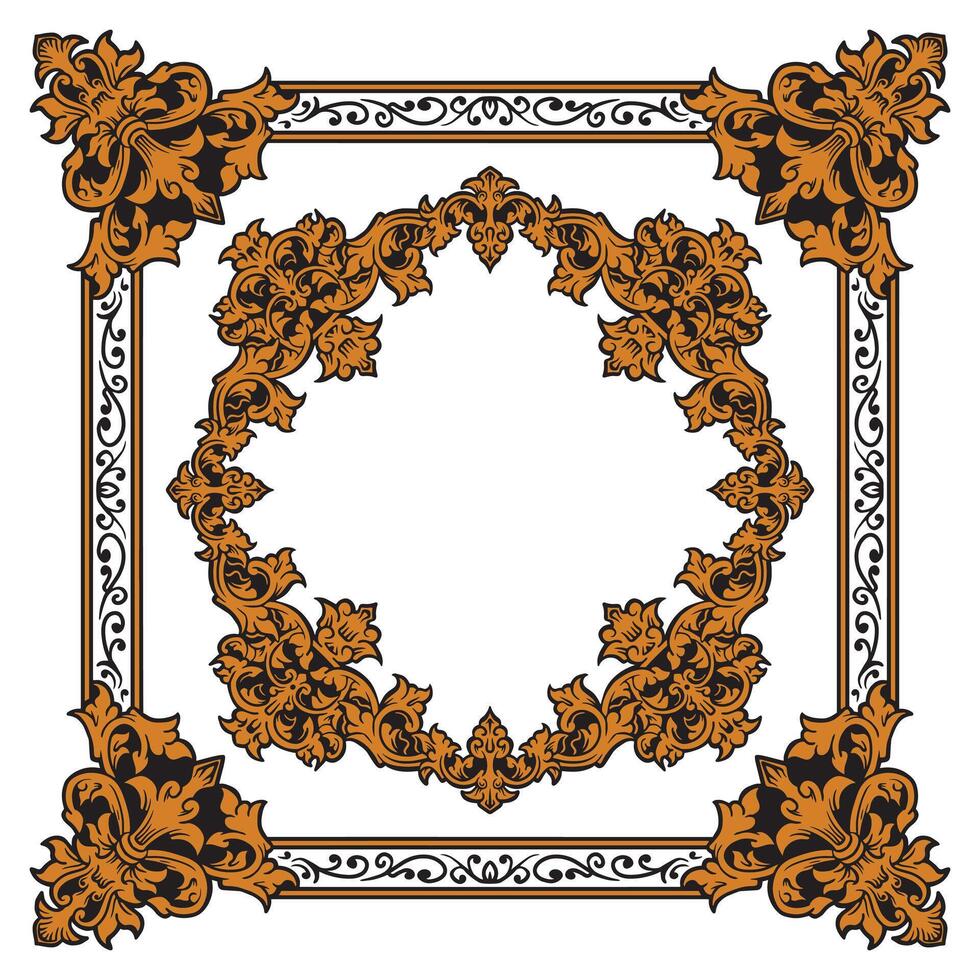 Vintage Gold Hexagonal Ornamental Frame For Certificate vector