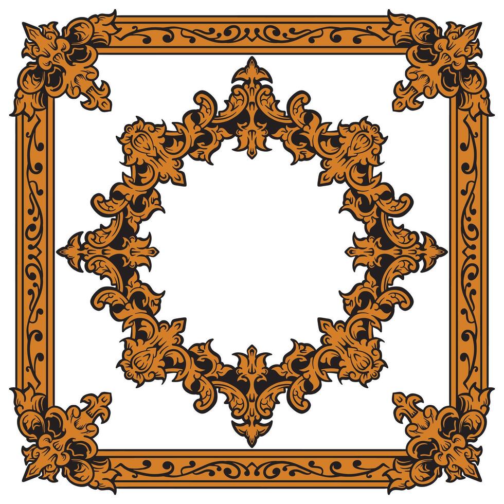 Ornamental Gold Hexagonal Frame For Social Media Graphics vector