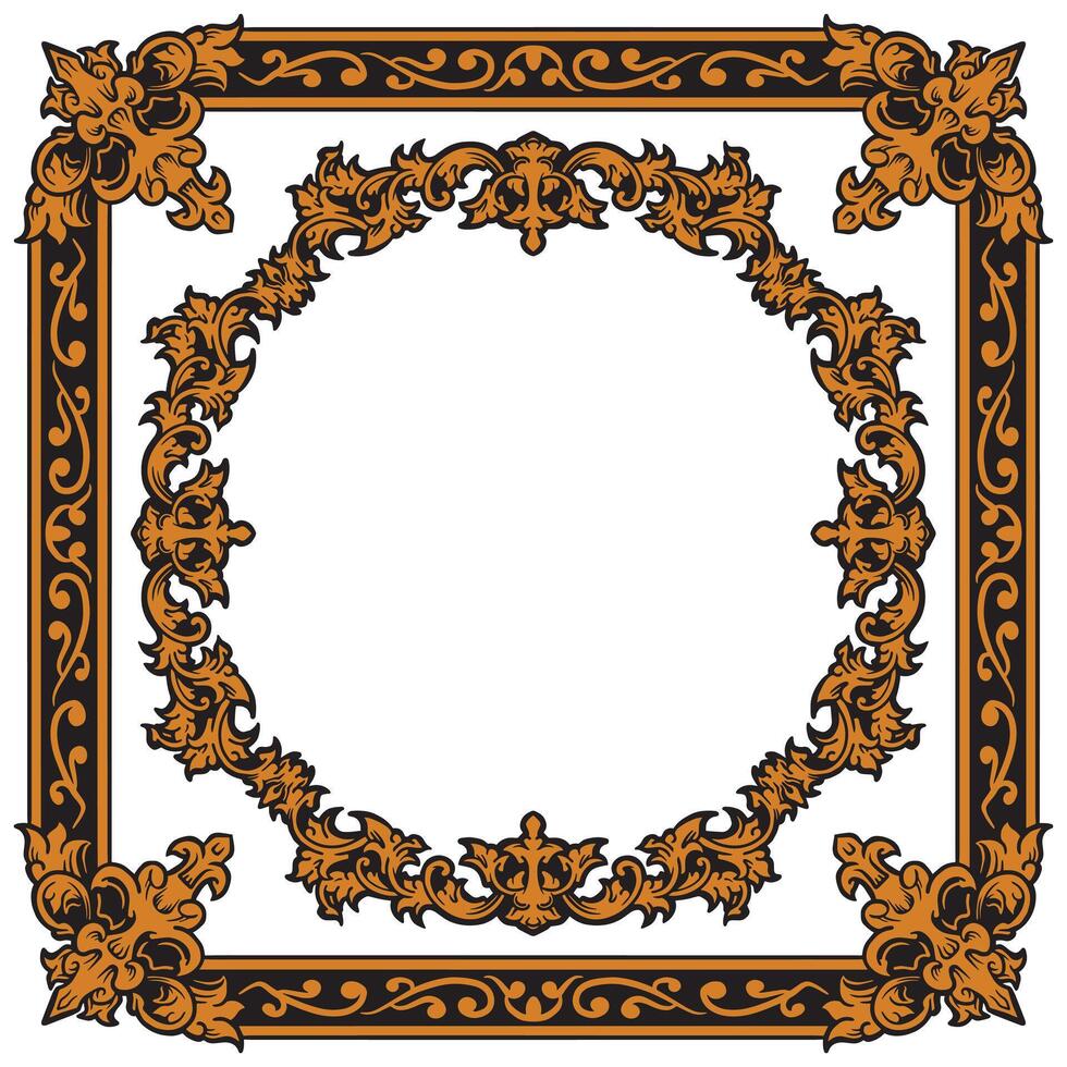 Gold Wreath Ornament Frame For High-End Event Stationery vector