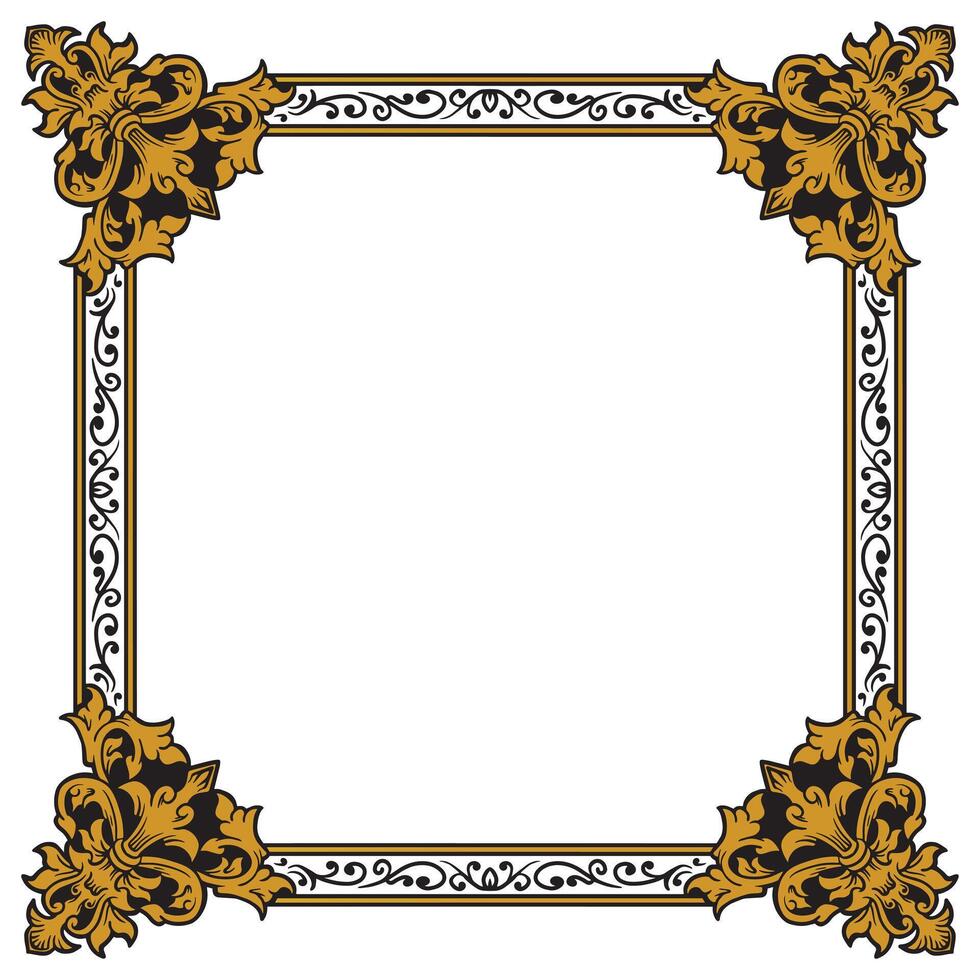 WebGold Frame With Floating Edge Corners For Wedding Cards vector