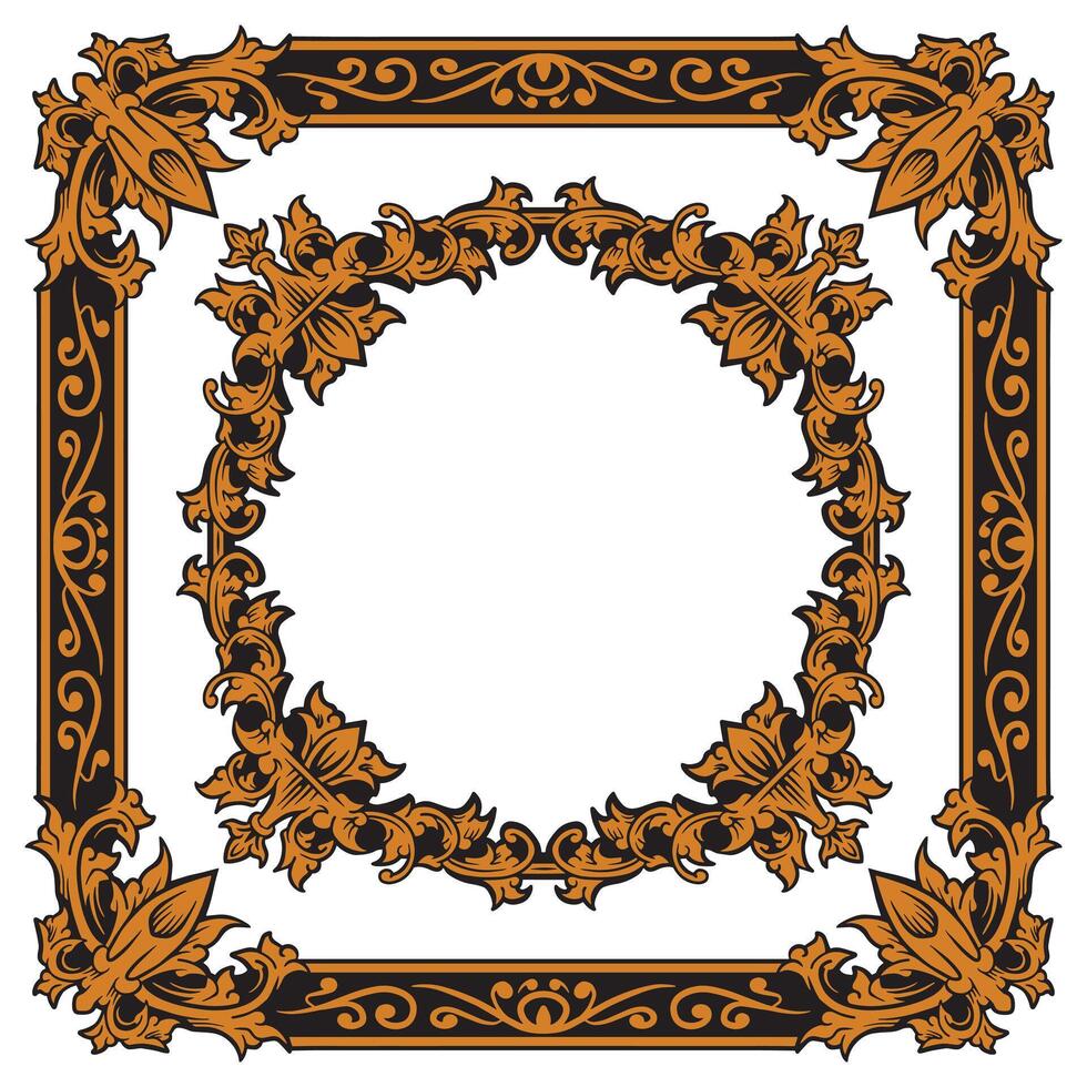 Imperial Gold Crest Frame With Antique Edgework vector