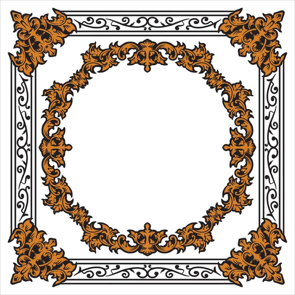Gold Architectural Frame With Corinthian Motif Corners vector